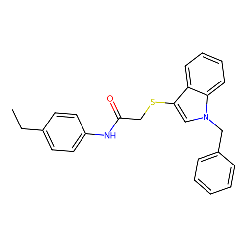 2-((1-benzyl-1H-indol-3-yl)thio)-N-(4-ethylphenyl)acetamide structure