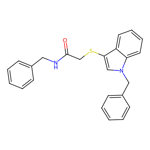 N-benzyl-2-(1-benzylindol-3-yl)sulfanylacetamide structure