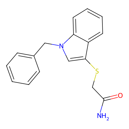 2-((1-benzyl-1H-indol-3-yl)thio)acetamide structure