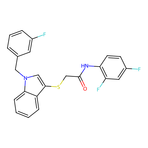 N-(2,4-difluorophenyl)-2-((1-(3-fluorobenzyl)-1H-indol-3-yl)thio)acetamide structure