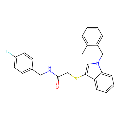 N-(4-fluorobenzyl)-2-((1-(2-methylbenzyl)-1H-indol-3-yl)thio)acetamide structure