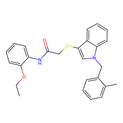 N-(2-ethoxyphenyl)-2-[1-[(2-methylphenyl)methyl]indol-3-yl]sulfanylacetamide structure
