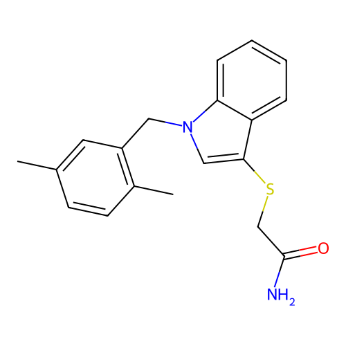 2-((1-(2,5-dimethylbenzyl)-1H-indol-3-yl)thio)acetamide structure