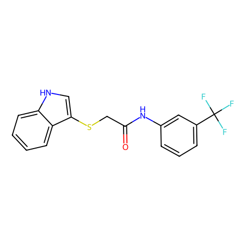 2-(1H-indol-3-ylsulfanyl)-N-[3-(trifluoromethyl)phenyl]acetamide structure