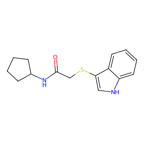 N-cyclopentyl-2-(1H-indol-3-ylsulfanyl)acetamide structure