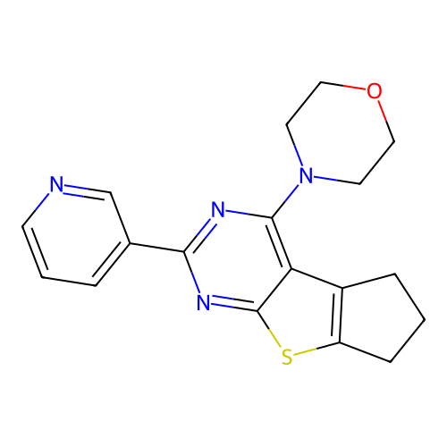 4-(10-pyridin-3-yl-7-thia-9,11-diazatricyclo[6.4.0.02,6]dodeca-1(12),2(6),8,10-tetraen-12-yl)morpholine structure