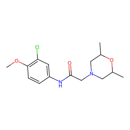 N-(3-chloro-4-methoxyphenyl)-2-(2,6-dimethylmorpholin-4-yl)acetamide structure