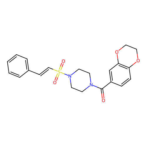 1-(2,3-Dihydro-1,4-benzodioxine-6-carbonyl)-4-(2-phenylethenesulfonyl)piperazine structure