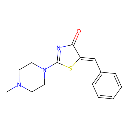 (Z)-5-benzylidene-2-(4-methylpiperazin-1-yl)thiazol-4(5H)-one structure