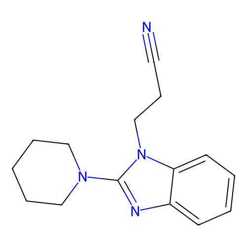 1-Benzimidazolepropionitrile, 2-piperidino- structure