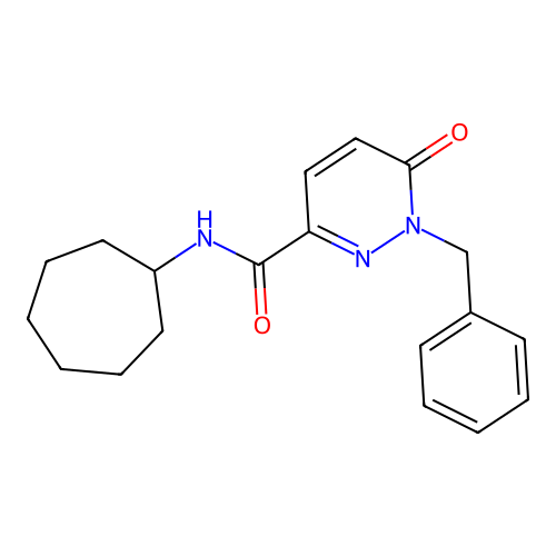 1-benzyl-N-cycloheptyl-6-oxopyridazine-3-carboxamide structure