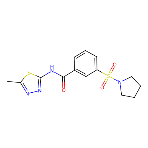 N-(5-methyl-1,3,4-thiadiazol-2-yl)-3-(pyrrolidin-1-ylsulfonyl)benzamide structure