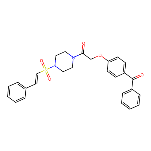 2-(4-Benzoylphenoxy)-1-[4-(2-phenylethenesulfonyl)piperazin-1-yl]ethan-1-one structure