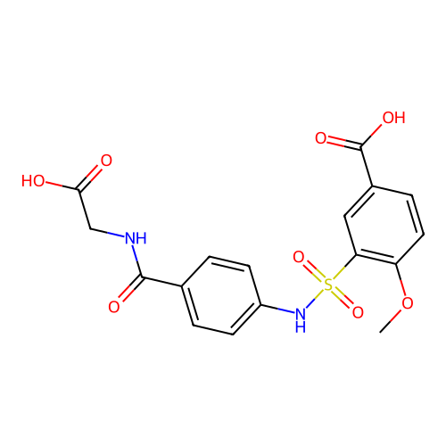 3-({4-[(Carboxymethyl)carbamoyl]phenyl}sulfamoyl)-4-methoxybenzoic acid structure