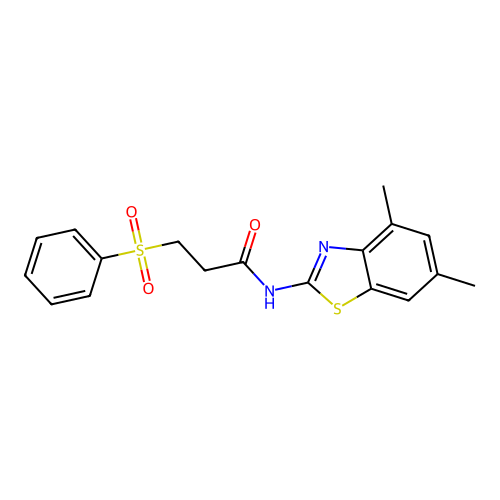 3-(benzenesulfonyl)-N-(4,6-dimethyl-1,3-benzothiazol-2-yl)propanamide structure