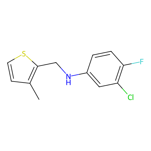 3-chloro-4-fluoro-N-[(3-methylthiophen-2-yl)methyl]aniline structure