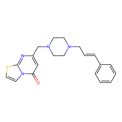 7-[[4-[(E)-3-phenylprop-2-enyl]piperazin-1-yl]methyl]-[1,3]thiazolo[3,2-a]pyrimidin-5-one structure