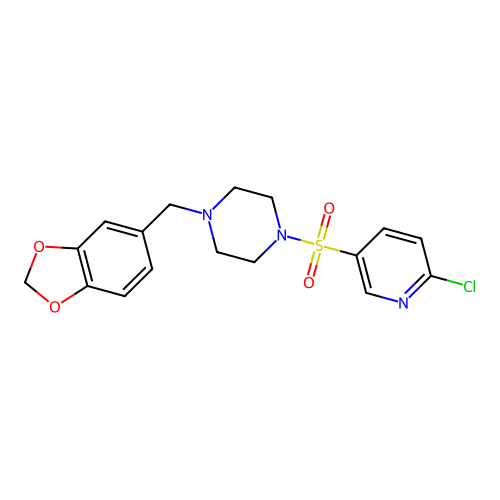 1-[(1,3-Dioxaindan-5-yl)methyl]-4-[(6-chloropyridin-3-yl)sulfonyl]piperazine structure