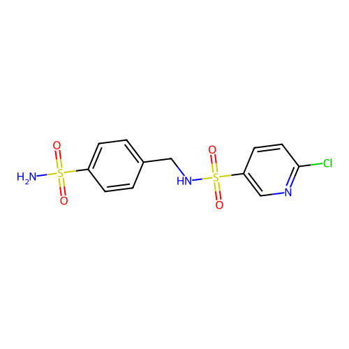 6-chloro-N-[(4-sulfamoylphenyl)methyl]pyridine-3-sulfonamide structure