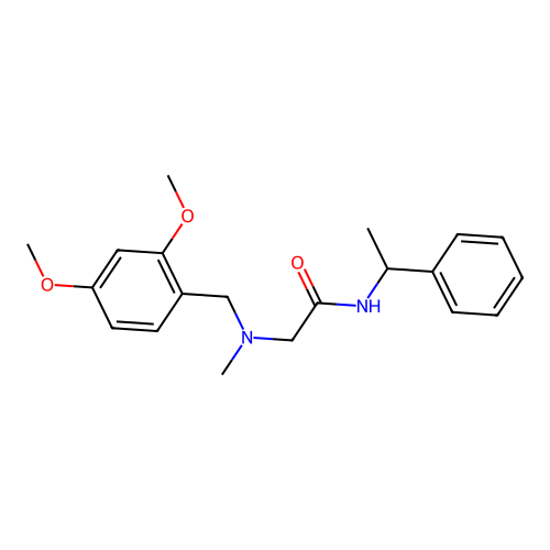 2-[(2,4-dimethoxyphenyl)methyl-methylamino]-N-(1-phenylethyl)acetamide structure