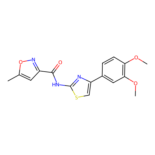 N-[4-(3,4-dimethoxyphenyl)-1,3-thiazol-2-yl]-5-methyl-1,2-oxazole-3-carboxamide structure
