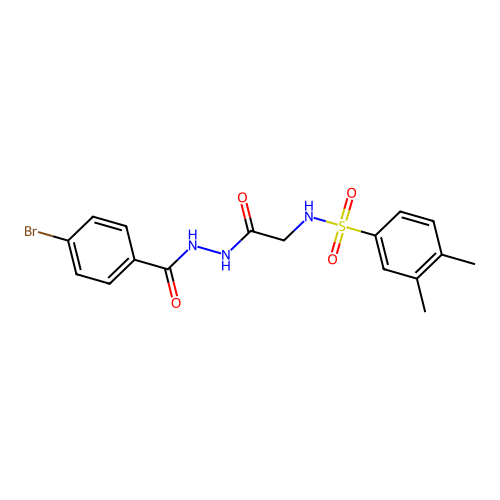 N-[2-[2-(4-bromobenzoyl)hydrazinyl]-2-oxoethyl]-3,4-dimethylbenzenesulfonamide structure
