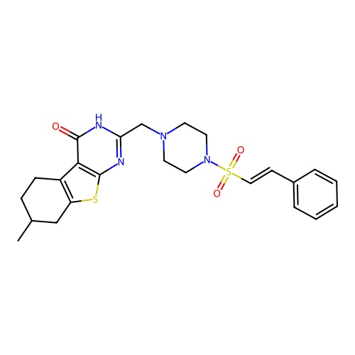 11-methyl-5-{[4-(2-phenylethenesulfonyl)piperazin-1-yl]methyl}-8-thia-4,6-diazatricyclo[7.4.0.0,2,7]trideca-1(9),2(7),5-trien-3-one structure