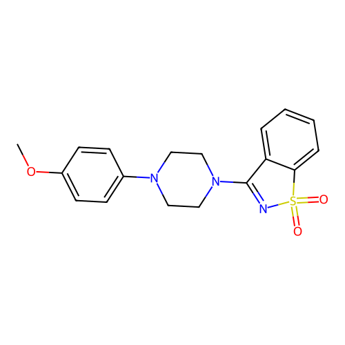 3-[4-(4-Methoxyphenyl)piperazin-1-yl]-1,2-benzothiazole 1,1-dioxide structure