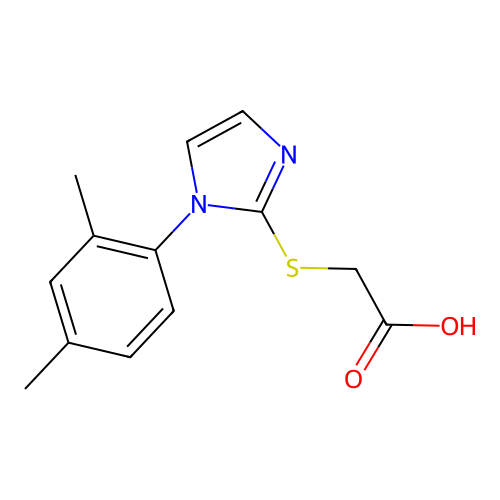2-{[1-(2,4-dimethylphenyl)-1H-imidazol-2-yl]sulfanyl}acetic acid structure