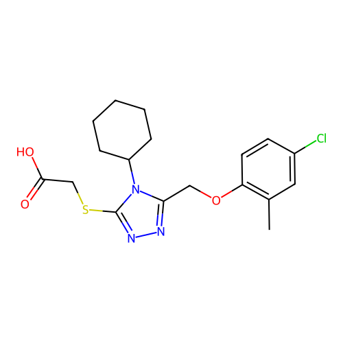 2-{[5-(4-chloro-2-methylphenoxymethyl)-4-cyclohexyl-4H-1,2,4-triazol-3-yl]sulfanyl}acetic acid structure