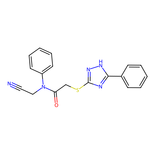 N-(cyanomethyl)-N-phenyl-2-[(3-phenyl-1H-1,2,4-triazol-5-yl)sulfanyl]acetamide structure