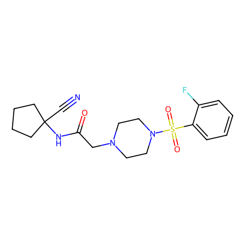 N-(1-cyanocyclopentyl)-2-[4-(2-fluorobenzenesulfonyl)piperazin-1-yl]acetamide structure