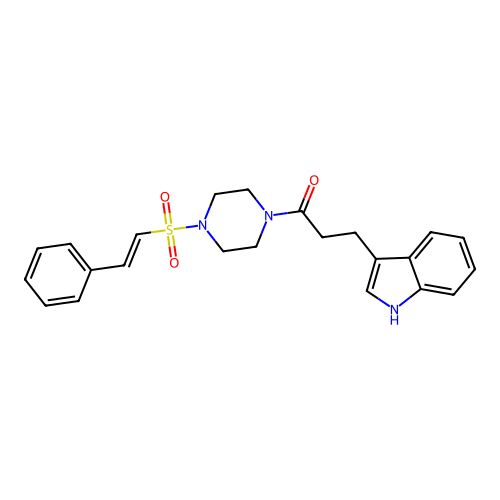 3-(1H-indol-3-yl)-1-[4-(2-phenylethenesulfonyl)piperazin-1-yl]propan-1-one structure
