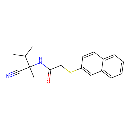 N-(1-cyano-1,2-dimethylpropyl)-2-(naphthalen-2-ylsulfanyl)acetamide structure