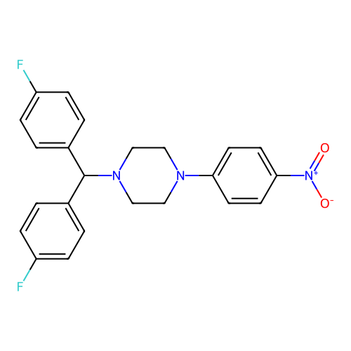 1-[Bis(4-fluorophenyl)methyl]-4-(4-nitrophenyl)piperazine structure
