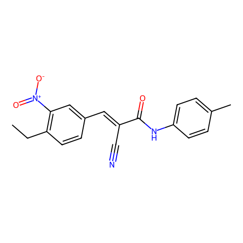 (E)-2-cyano-3-(4-ethyl-3-nitrophenyl)-N-(4-methylphenyl)prop-2-enamide structure