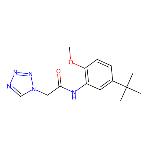 N-(5-tert-butyl-2-methoxyphenyl)-2-(tetrazol-1-yl)acetamide structure