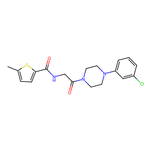 N-[2-[4-(3-chlorophenyl)piperazin-1-yl]-2-oxoethyl]-5-methylthiophene-2-carboxamide structure