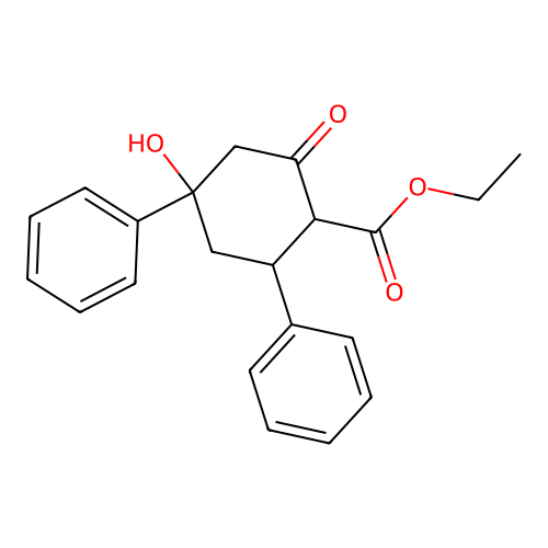 Ethyl 4-hydroxy-2-oxo-4,6-diphenylcyclohexanecarboxylate structure