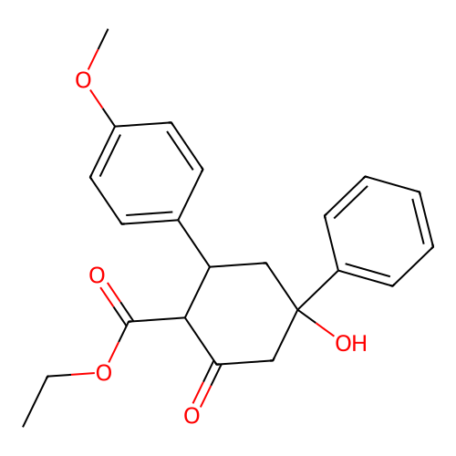 Ethyl 4-hydroxy-2-(4-methoxyphenyl)-6-oxo-4-phenylcyclohexanecarboxylate structure