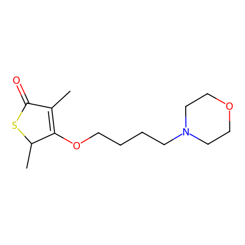 2,4-dimethyl-3-(4-morpholinobutoxy)-2H-thiophen-5-one structure