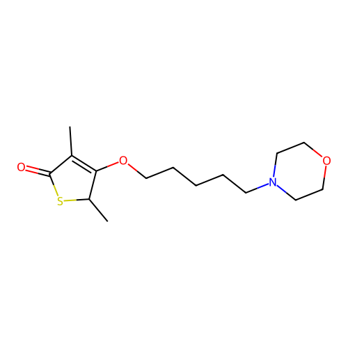 2,4-dimethyl-3-(5-morpholinopentoxy)-2H-thiophen-5-one structure