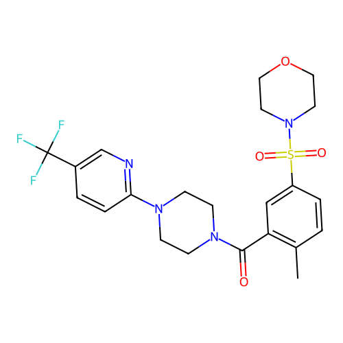 (2-methyl-5-morpholin-4-ylsulfonylphenyl)-[4-[5-(trifluoromethyl)pyridin-2-yl]piperazin-1-yl]methanone structure