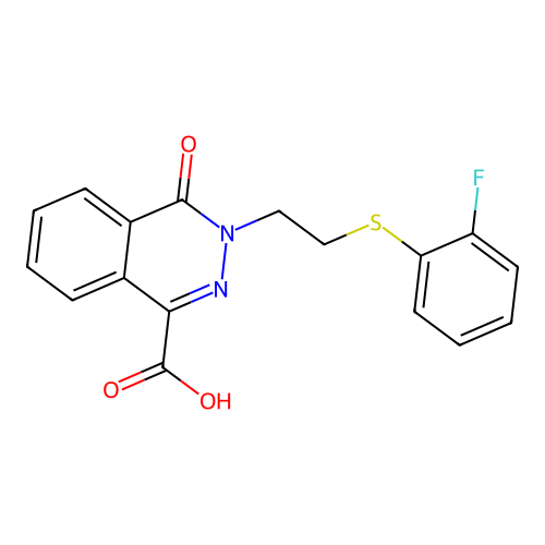3-[2-(2-Fluorophenyl)sulfanylethyl]-4-oxophthalazine-1-carboxylic acid structure
