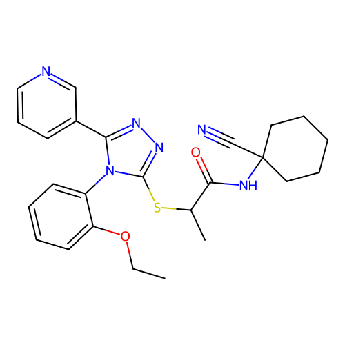 N-(1-cyanocyclohexyl)-2-[[4-(2-ethoxyphenyl)-5-pyridin-3-yl-1,2,4-triazol-3-yl]sulfanyl]propanamide structure