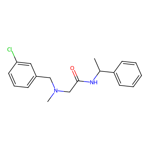 2-[(3-chlorophenyl)methyl-methylamino]-N-(1-phenylethyl)acetamide structure
