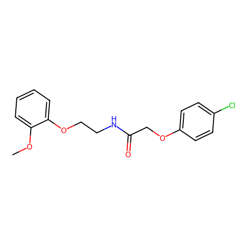 2-(4-chlorophenoxy)-N-[2-(2-methoxyphenoxy)ethyl]acetamide structure