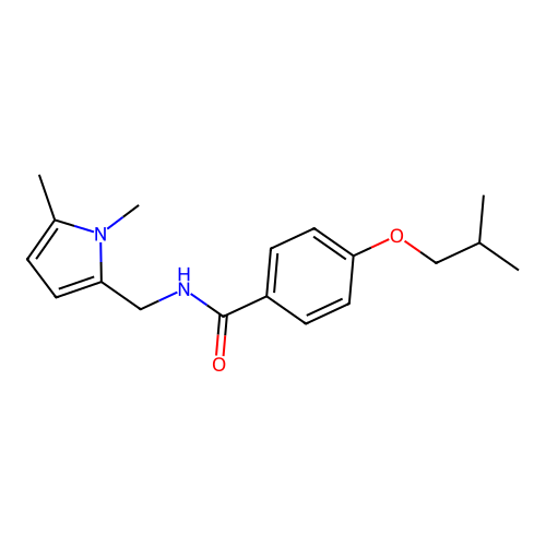 N-[(1,5-dimethylpyrrol-2-yl)methyl]-4-(2-methylpropoxy)benzamide structure