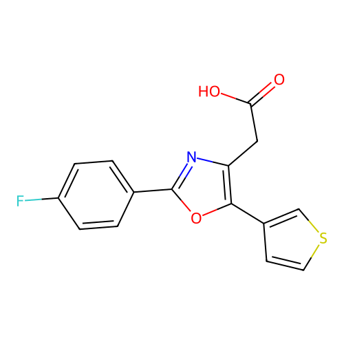 4-Oxazoleacetic acid, 2-(p-fluorophenyl)-5-(3-thienyl)- structure