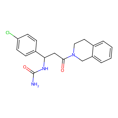 [1-(4-chlorophenyl)-3-(3,4-dihydro-1H-isoquinolin-2-yl)-3-oxopropyl]urea structure